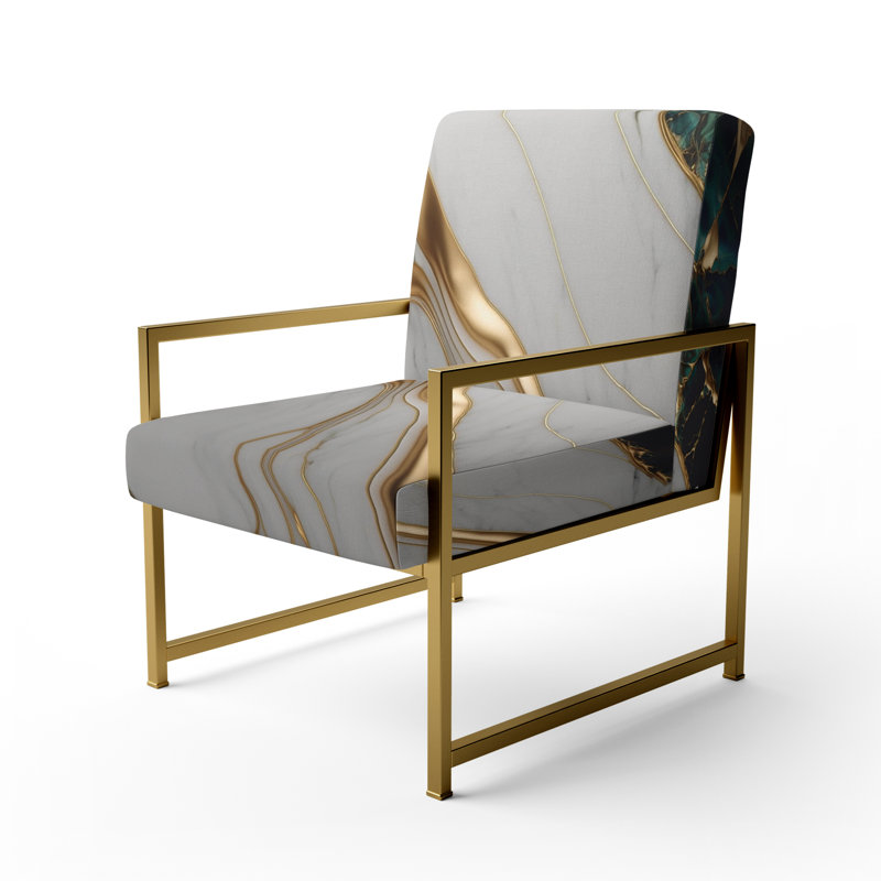 Crillon - Fauteuil d'appoint rembourré en marbre, Doré