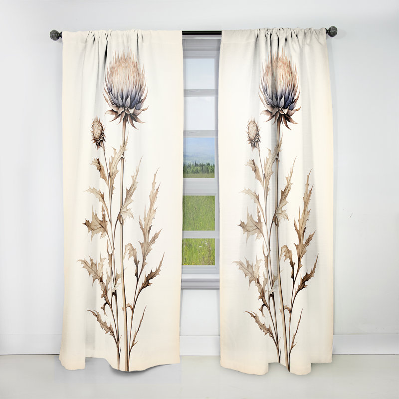 Chiltern - rideau chardon - rideau floral obscurcissant - 1 panneaux, L 52 po x L 63 po