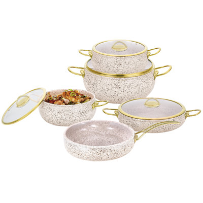 CAANNASWEIS 7 Pieces Aluminum Ninstick Cookware Sets Kitchen Pots and Pans Set