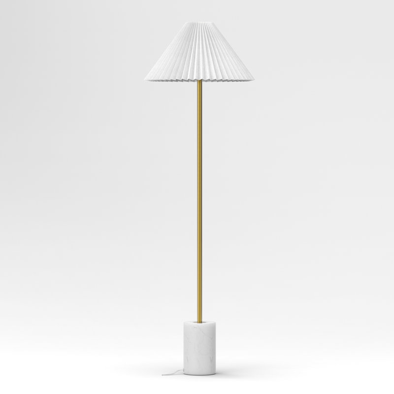 63.78 in. Glod Modern Foot Switch 1 Light Genuine Marble Metal For Living Room Bedroom Reading Standing Up Single Traditional Floor Lamp Corner Tall Lights
