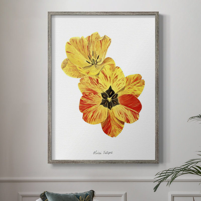 Olive's Tulips I, reproduction encadrée - bois massif, H 15 po x l 12 po
