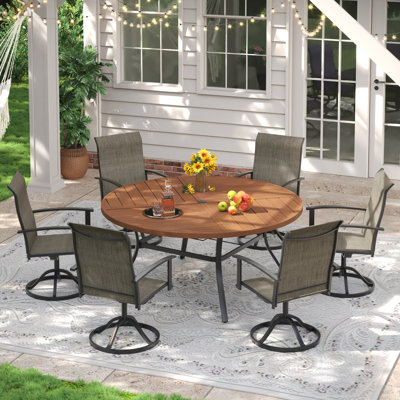 Ensemble repas d'extérieur pour 6 personnes avec chaise pivotante