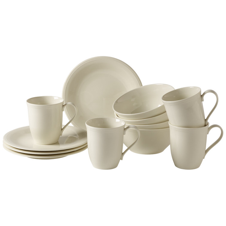 Color Loop Natural 12 Piece Dinnerware Set, Service for 4