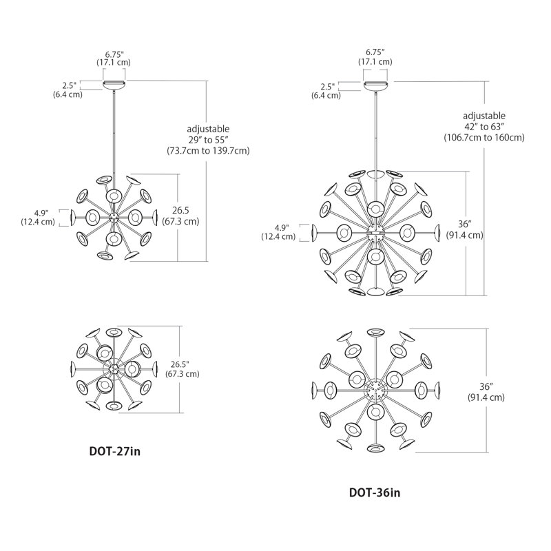 Dot 24 - Light LED Chandelier, Gold