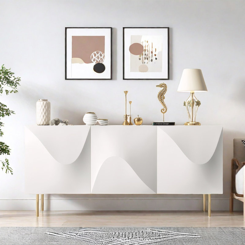 Buffet moderne minimaliste avec 3 portes, Blanc