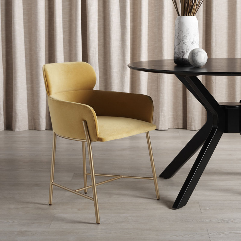 Tighe 19.3'' H Upholstered Armchair, Yellow, Gold