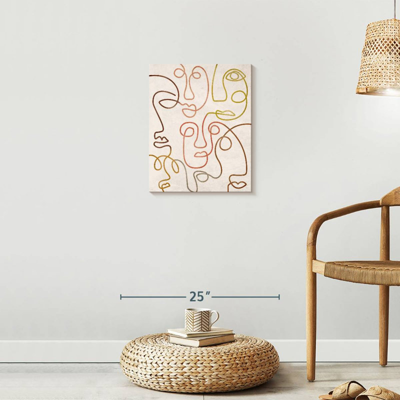 Ombre abstraite, visages de foules sur toile, H 20 po x l 16 po x P 1,25 po