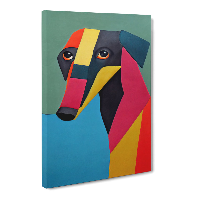 Greyhound Patchwork - Wrapped Canvas, 60cm H x 40cm W x 3cm D