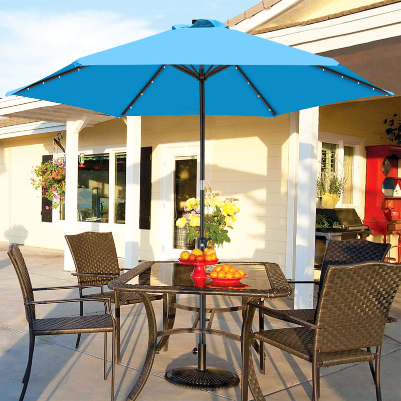 Parasol de marché éclairé 7 pi 6 po, Bleu ciel