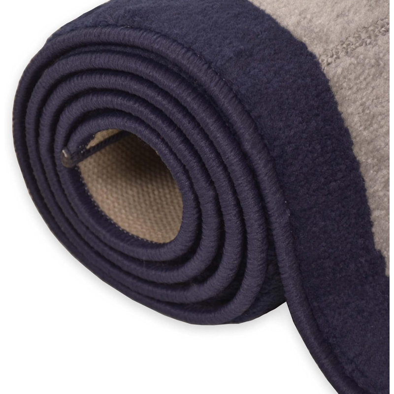 Custom Size Rug Meander Navy Blue Medium Pile Slip Resistant by Feet, Runner 2'2" x 30'