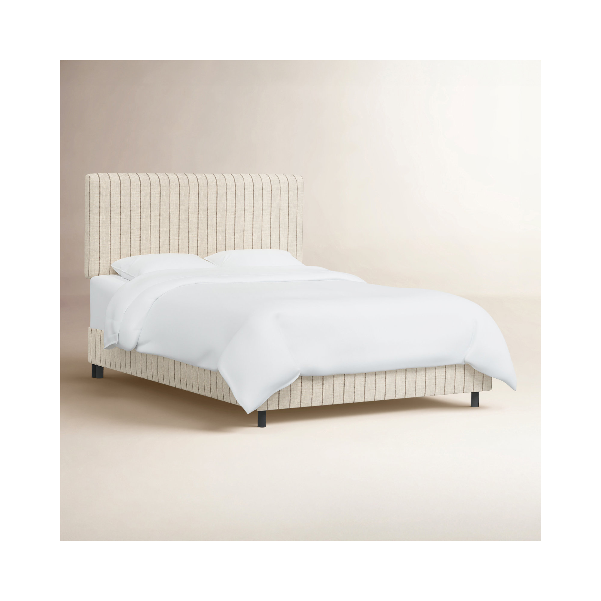 Eisley Upholstered Bed, Fritz Charcoal Stripe, Queen