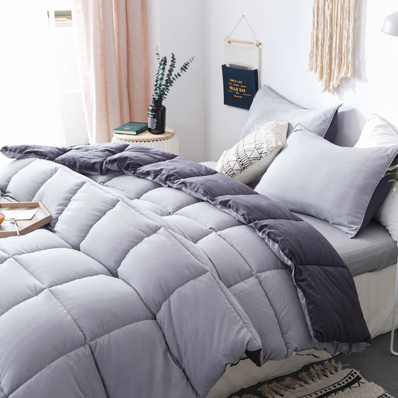 King Size Quartz Silver and Pebble Grey Reversible Microfiber Duvet