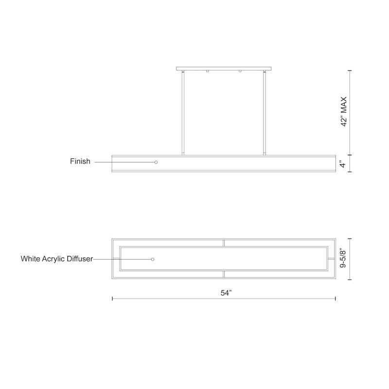 Covina 1 - Light LED Pendant, 46.75" H x 54" W x 9.63" D, White