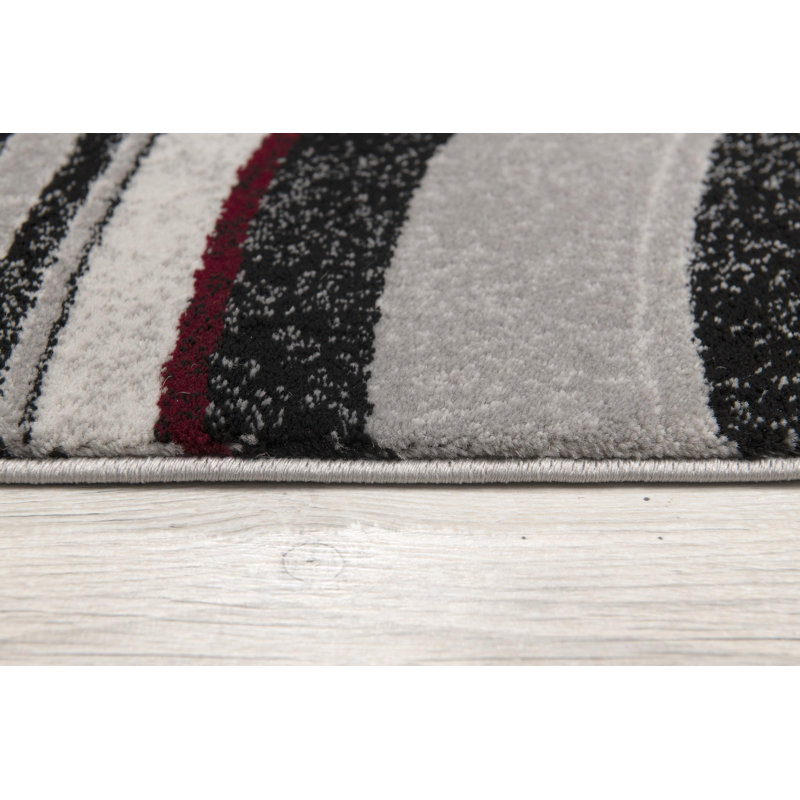 Tapis gris à motif abstrait Dillup-Jones, Tapis de couloir 2 pi 3 po x 9 pi