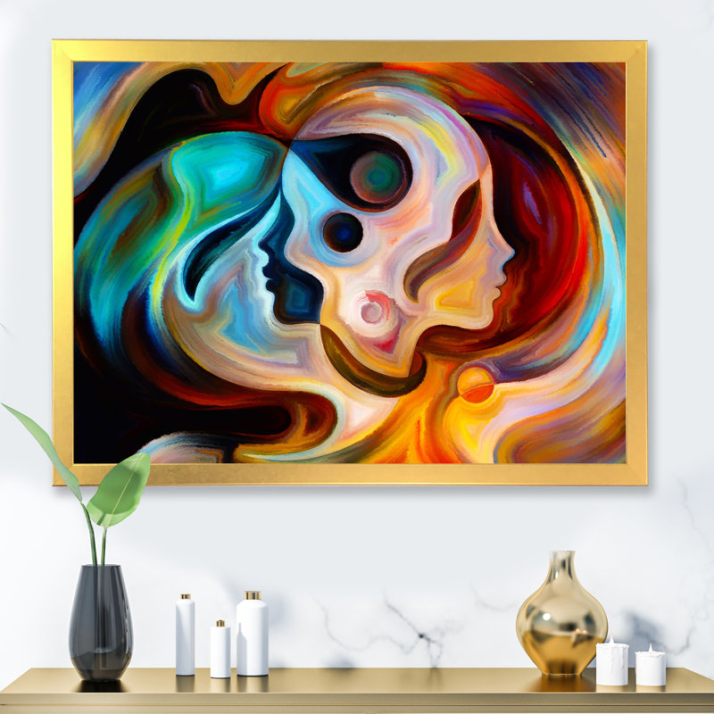 «Blue Orange and Red», reproduction d'art sur toile, H 16 po x l 32 po, Toile à cadre d'angle fermé doré