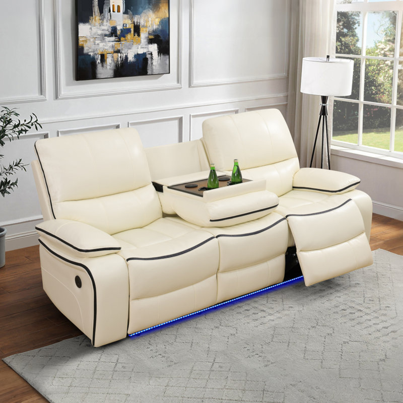 Lexim Power Reclining Sofa With Wireless Charger & LED Light