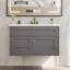 Meuble-lavabo flottant moderne avec lavabo en céramique et rangement intelligent-131376557