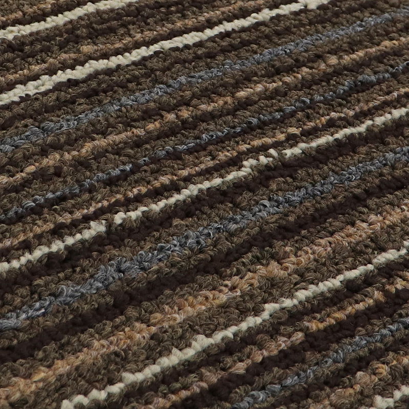 Non-Slip Striped Indoor Doormat, Brown, Rectangle W57 x L150 cm