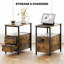 Allisha Bedside Table with Charging Station for Living Room, Rustic Brown
