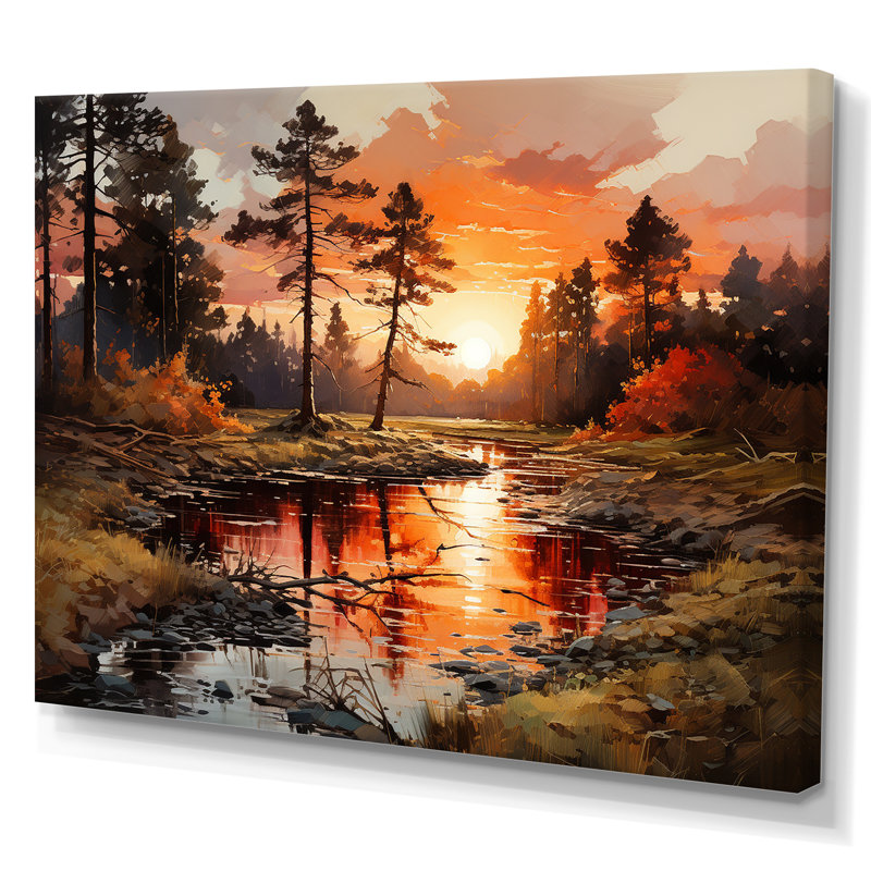 «River Bien Forest Sunrise I», reproduction sur toile, Toile tendue, H 30 po x l 40 po x P 1,5 po