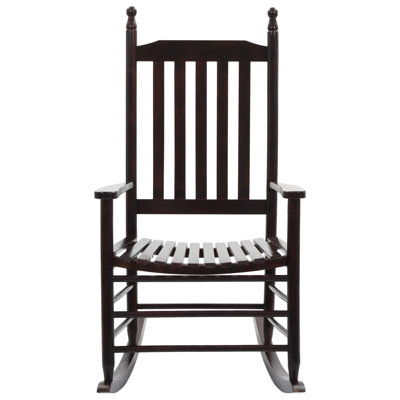 Brown Poplar Wood Rocking Chair With Curved Seat – Stylish Outdoor Seating