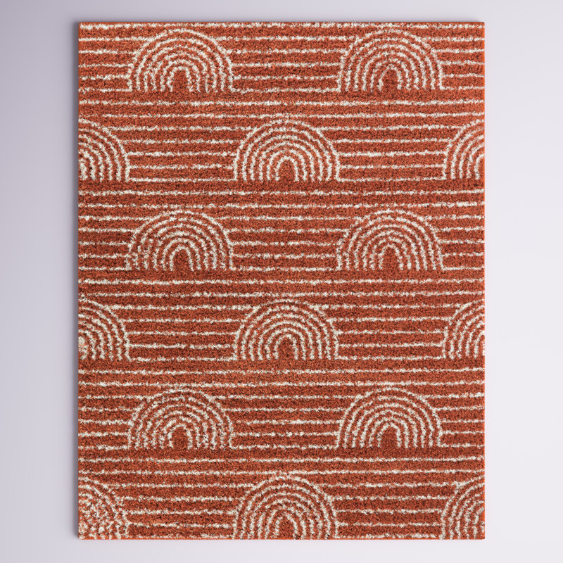 Tapis à poils longs Alec, Rectangle 5 pi 3 po x 7 pi, Burn Orange brûlé