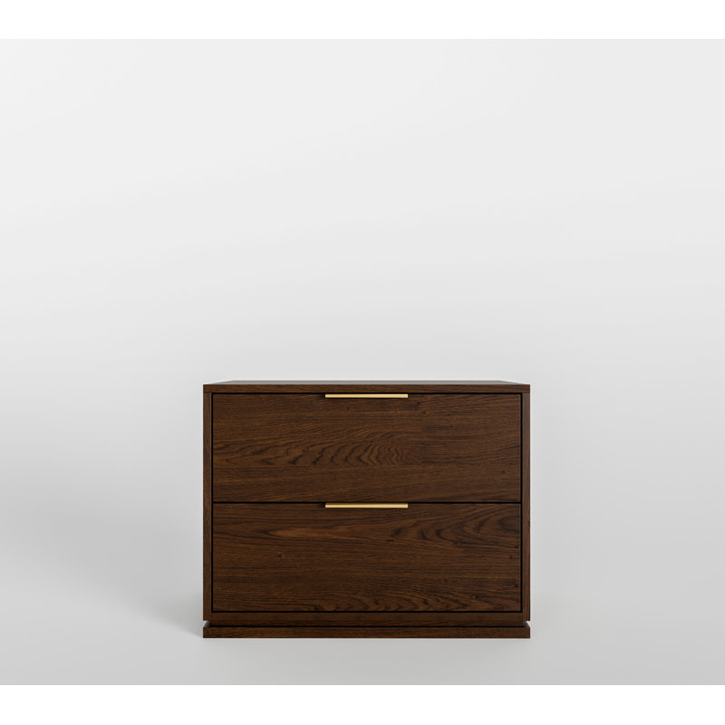 Milano 2 Drawer Walnut Nightstand, Walnut