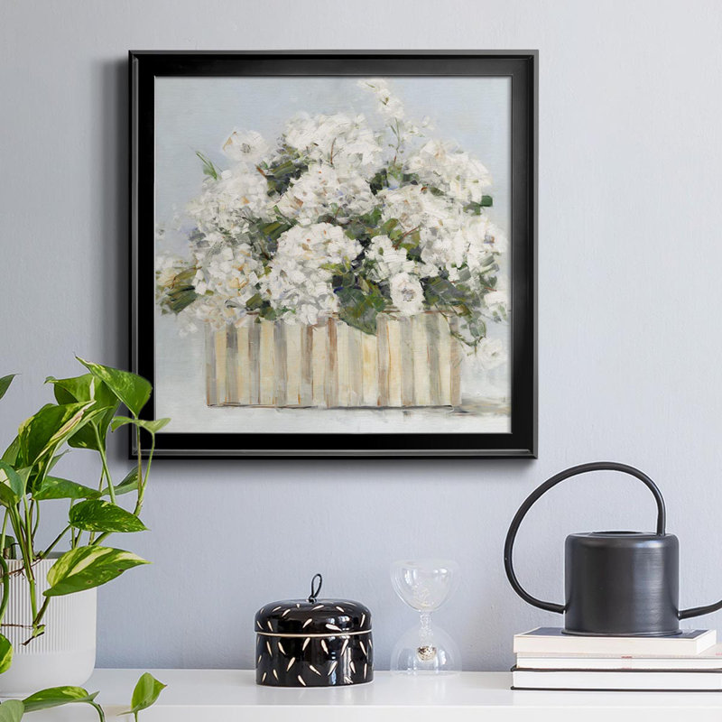 Sweet Hydrangeas - Toile encadrée de qualité supérieure - prête à être accrochée, Noir, H 22,5 po x l 22,5 po x P 1,5 po