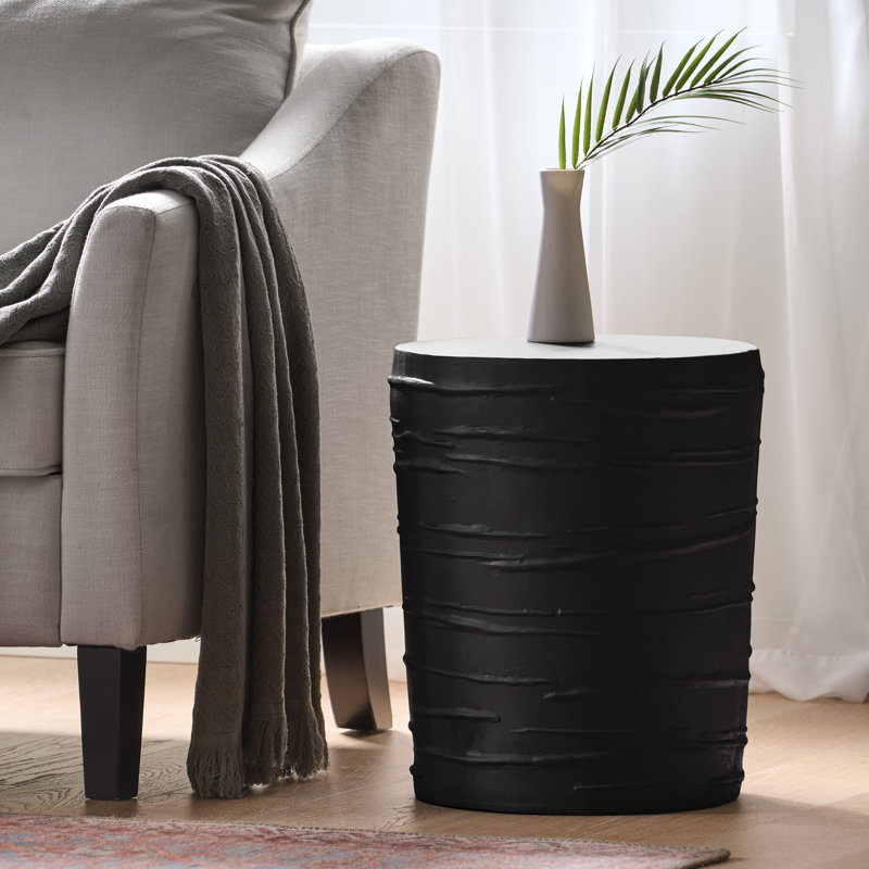 Patio Side Table with Concrete,Round Top