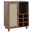 Buffet de 34 po, à panneaux, 1 tablette fermée, 2 tablettes ouvertes, 6 bouteilles de vin, espace de rangement pour bar spacieux, espace, plateau de table-1439157674