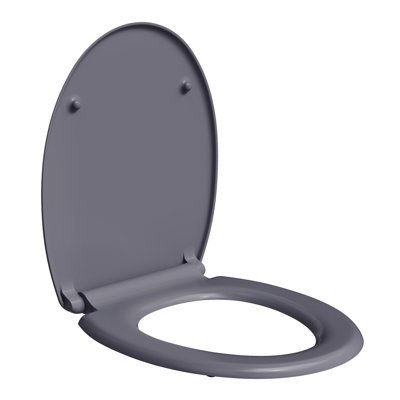 Toilet Seat Soft Close, Quick-Release O-Shaped Loo Seat Made from Duroplast, with Adjustable Hinges, Heavy Duty, Weight Capacity 175 kg, Bluish Grey
