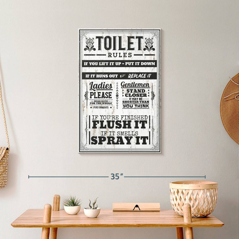Proper Bathroom Rules Canvas Print, 24" H x 16" W x 1.25" D