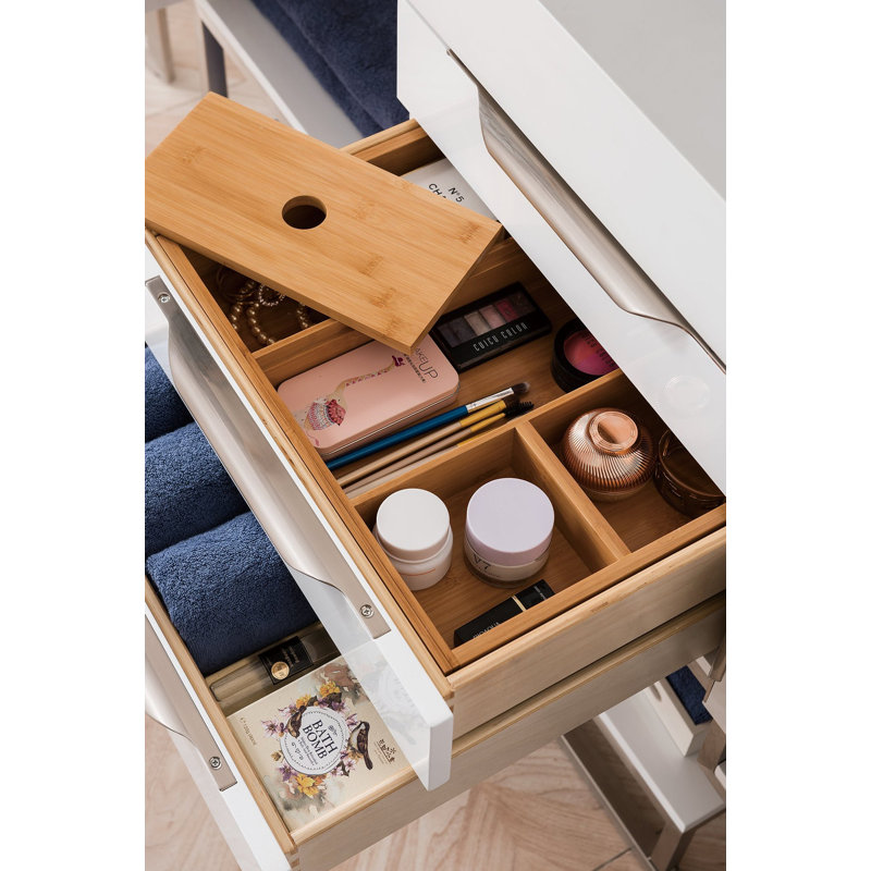Columbia 59'' W Double Vanity, Latte Oak, Radiant Gold, White