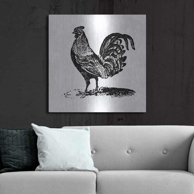 August Grove® «Rooster Ready» par Art Licensing Studio, art mural en métal, H 36 po x l 36 po
