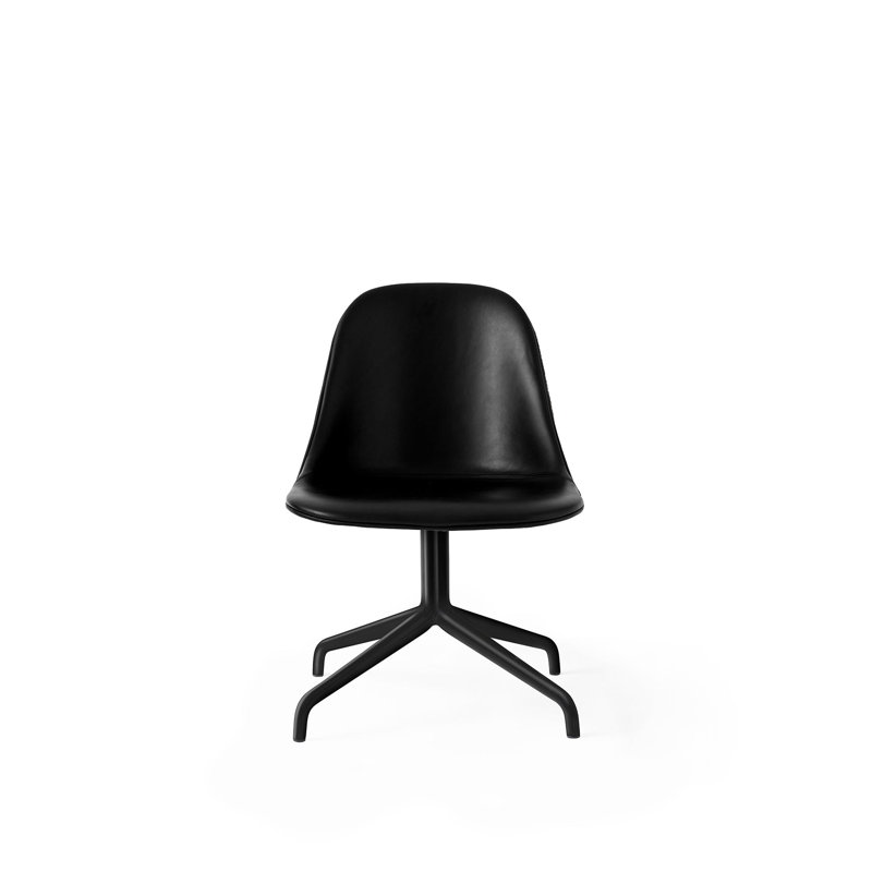 Harbour Swivel Task Chair, Dakar 0842 Black Genuine Leather, Polished Aluminum