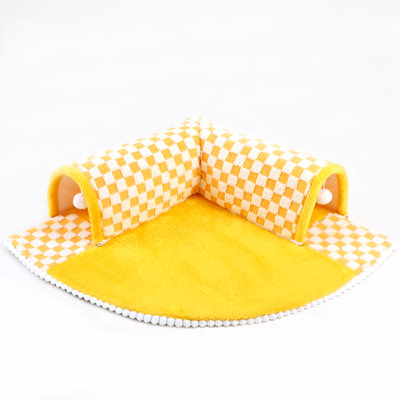 Cat Tunnel Bed / 2-in-1 Funny Plush Plaid Pet Tunnel Bed
