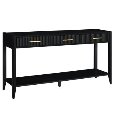 Ustyle Entryway Table With Vertical Stripe Feature, Long Legs, , Decorates Entryway, Hallway, Living Room Fashionable Console Stripe, Enhances Style
