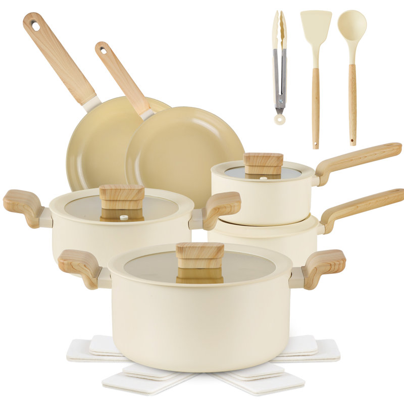 17-Pieces Non Stick Cookware Set Induction And Oven Safe Cookware Set Dishwasher Safe