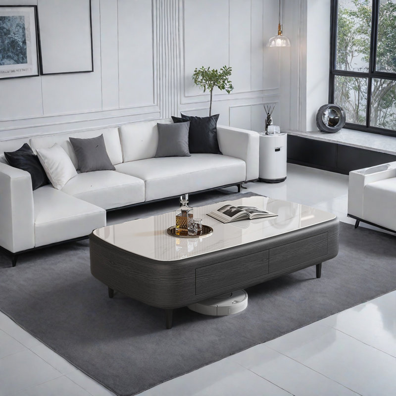 Table basse Italian Luxe, H 17,7 po x L 51,2 po x l 27,6 po, Blanc