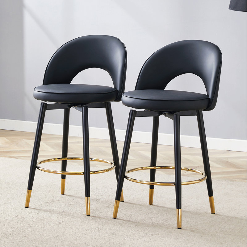 Versatile Rotatable Bar Chair With Stylish Design For Various Settings, Black