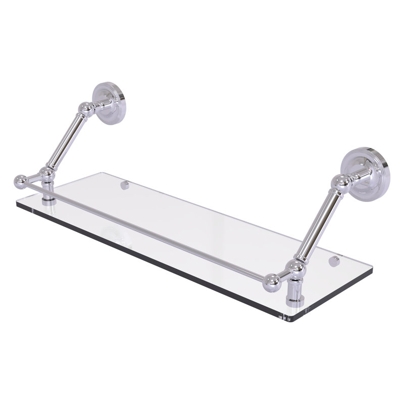 Tablette flottante avec barre de galerie Alcott, Chrome poli, H 8 po x l 24 po x P 8,6 po