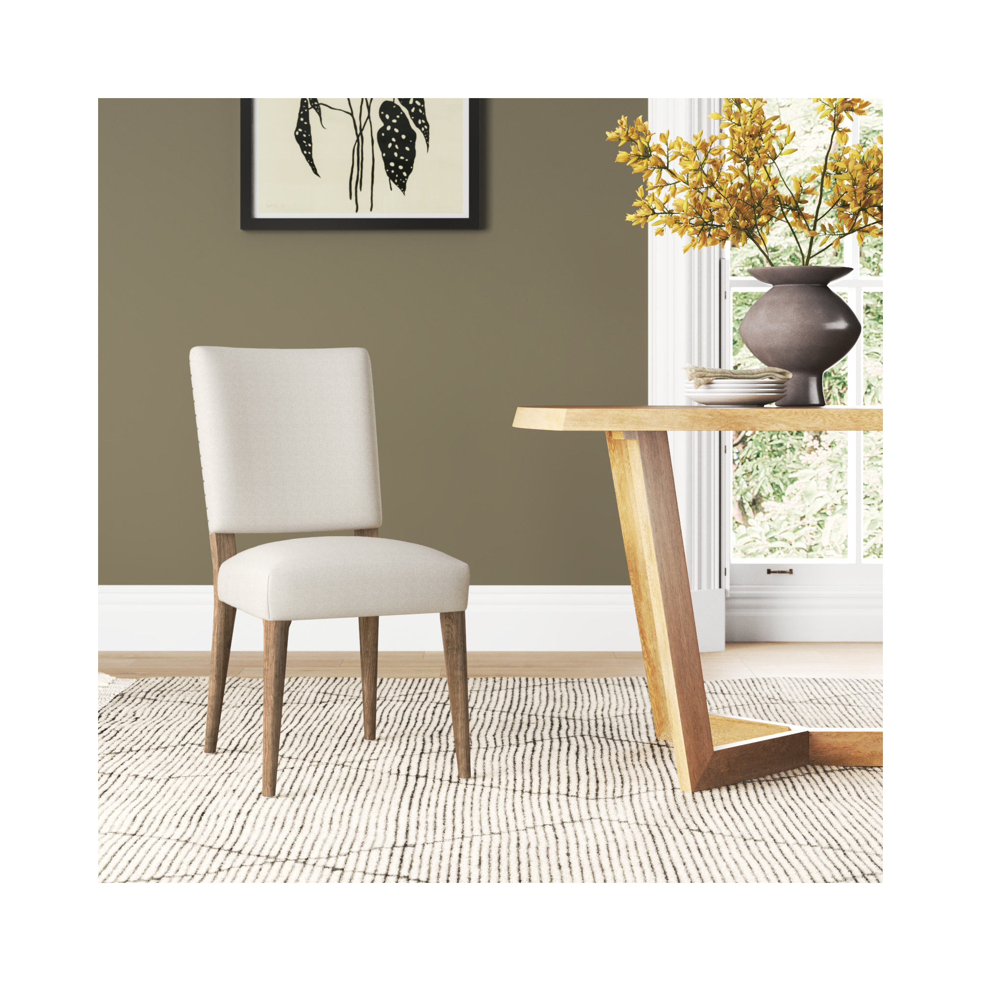 Norris Upholstered Side Chair, Natural, Unfinished Linen