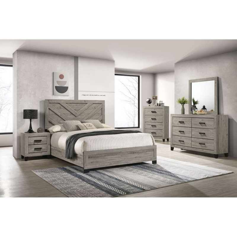 Mari 5Pcs Bedroom Set (Bed, Dresser, Chest, Nightstand, Mirror)