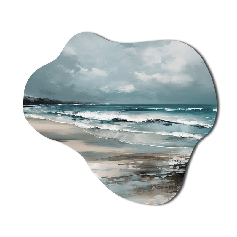 «Coastal Waves III - Cloud Modern Beach», reproduction d'art asymétrique en métal, H 25 po x l 28 po x P 1 po