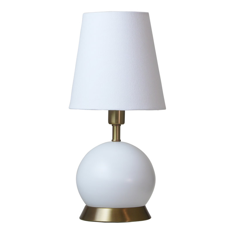 Geo Table Lamp, White/Weathered Brass