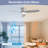Modern Smart 52" In 3-ABS Blades Flush Mount Ceiling Fan With Light, Grey, Remote/APP, Suitable For Any Room-1382647589
