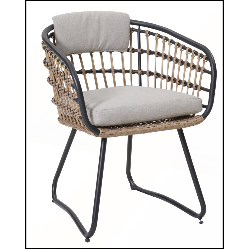 Ensemble de 2 chaises d'extérieur en osier avec coussins pour la pelouse, le jardin et la piscine