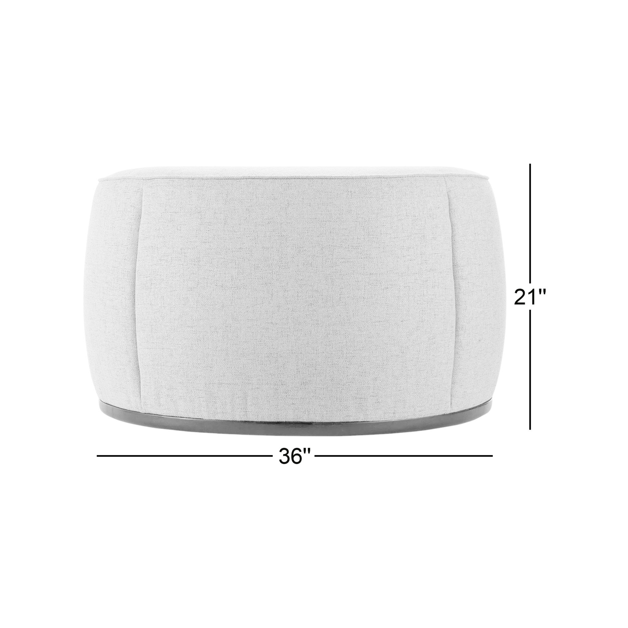 Alexandria 36" Round Ottoman, Beige Polyurethane/Polyester