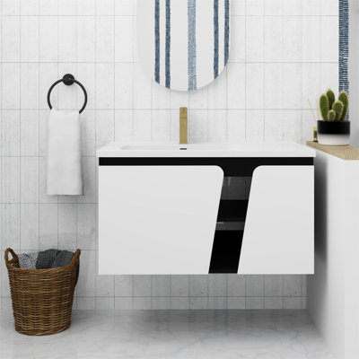 Meuble-lavabo flottant de 36 po avec porte à fermeture en douceur