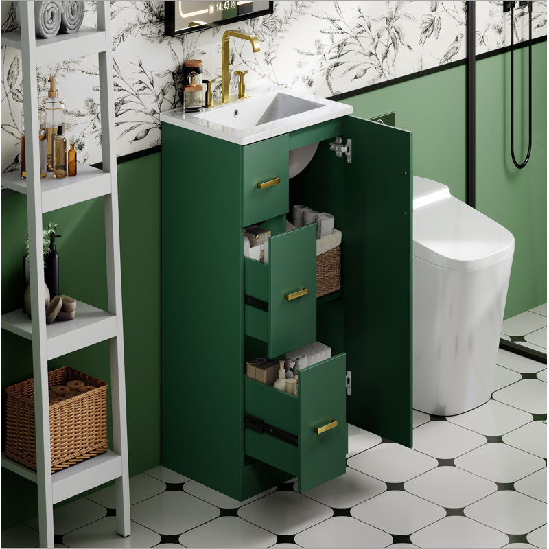 Meuble-lavabo moderne de 24 po avec lavabo, petit meuble-lavabo avec 2 tiroirs et porte à fermeture douce, meuble-lavabo sous-comptoir avec tiroirs